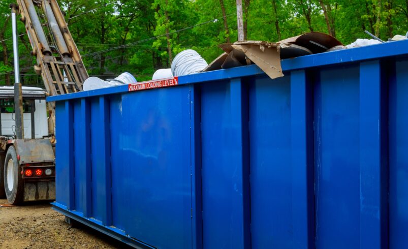 Blu dumpster, recycle waste recycling container trash on ecology and environment Selective focus
