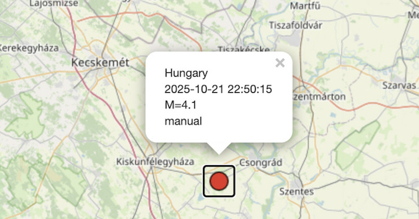 4,1-es magnitúdójú földrengés Csongrád térségében